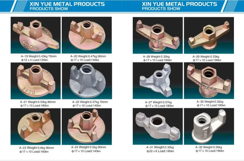 Concrete Formwork Nut Forged Galvanized Casted Casting Ductile Iron Wing Nut Swivel Nut Anchor Nut Tie Rod Nut Square Round Nut/Scaffold Formwork Accessories