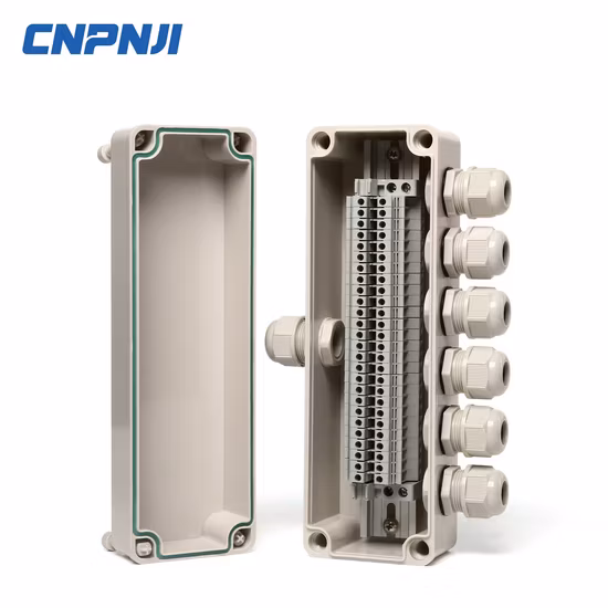 Scatola di giunzione impermeabile IP67 in plastica ABS per esterni con giunto per sistema solare